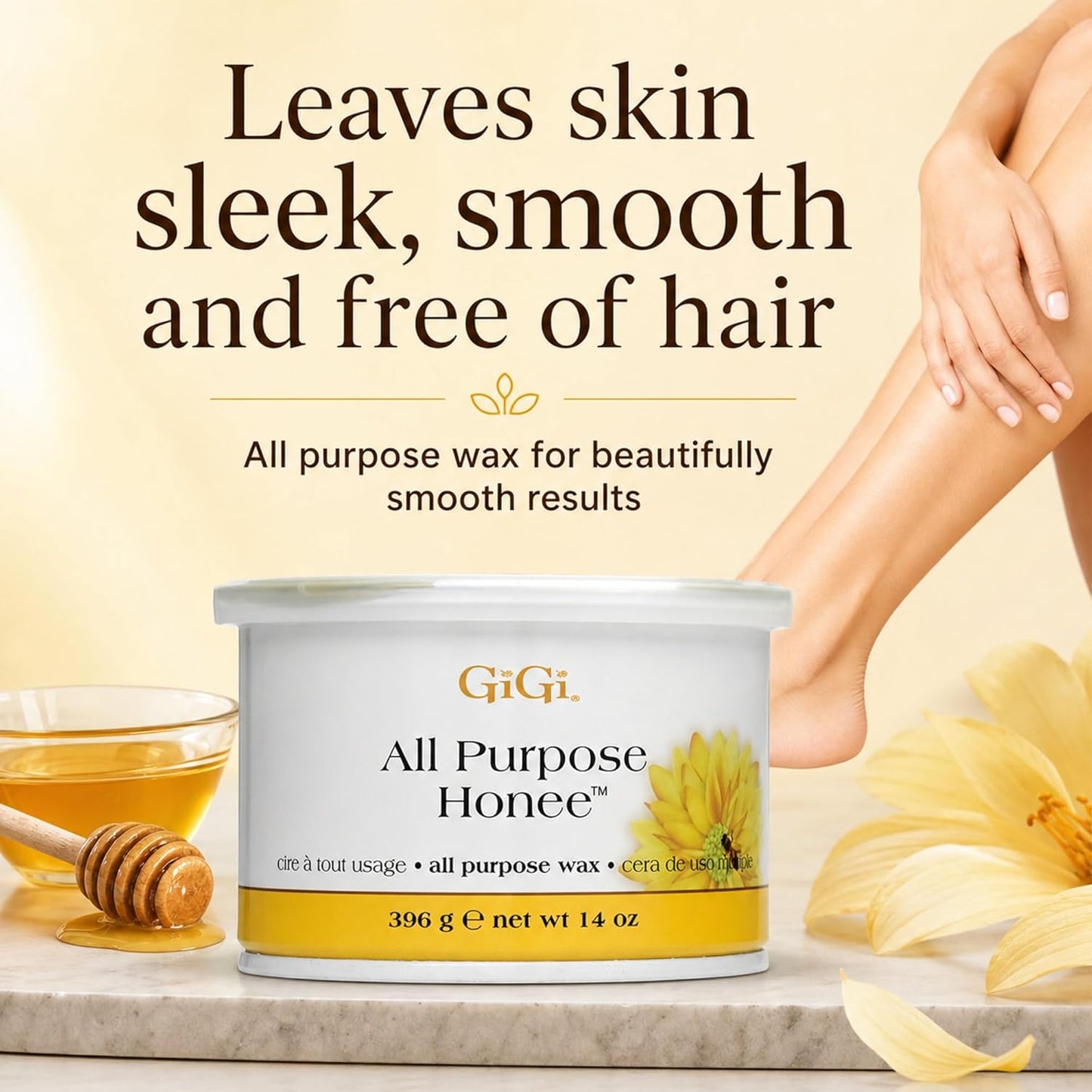 GiGi All Purpose Honee Wax - Hair Removal Wax for Smooth Skin | 14 oz (Pack of 2)