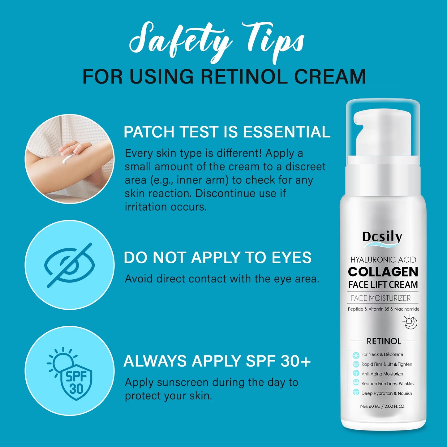 Tighten and Lift Neck Cream: Instant Face Lift Cream - 6-in-1 Anti-Aging Face Moisturizer for Anti-Wrinkle, Firm - Collagen, Retinol, Peptides & Hyaluronic Acid Neck Firming Cream for Skin Care