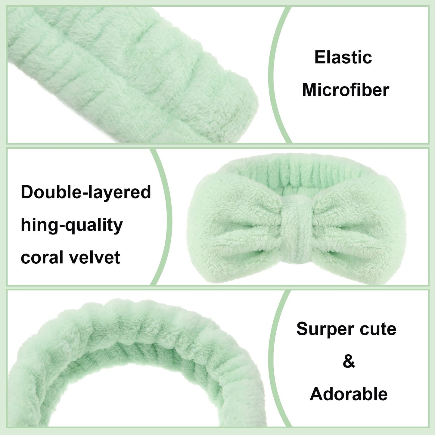 Tigeen 52 Pieces Spa Headband for Washing Face Bulk Soft Coral Fleece Skincare Headband, Bow Makeup Cosmetic Hairband Fluffy Shower Spa Essentials for Girls Women Slumber Supplies(Vivid,Solid Series)