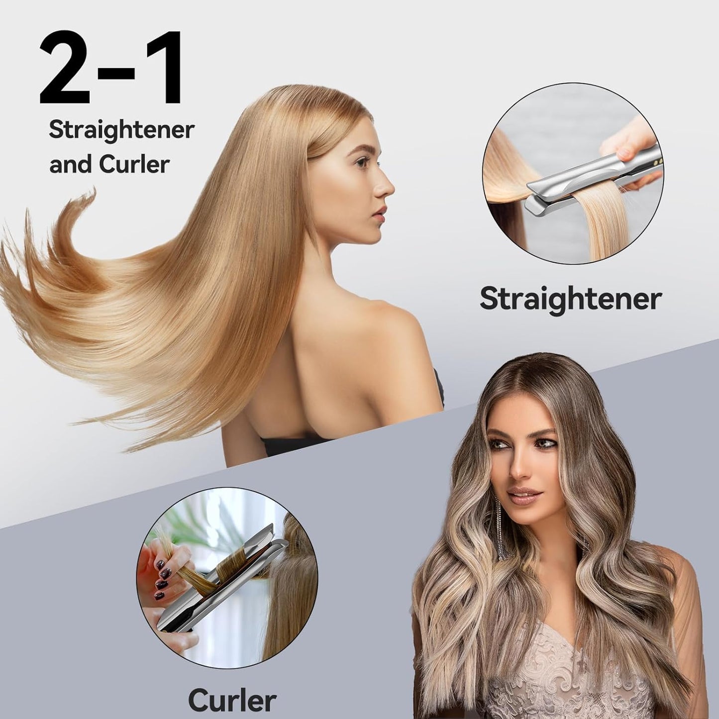Professional Hair Straightener - Dual Voltage Flat Iron with 11 Temperature Settings | Smart 3D Ceramic Plates, Fast Heating
