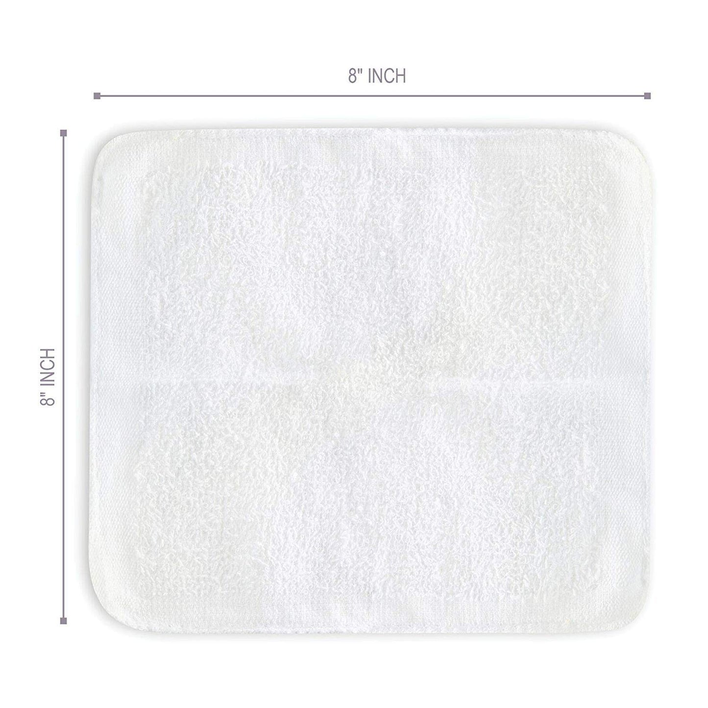 FabbPro Oshibori Moist Terry Cotton Refreshment Towels (25 Pack, 8 x 8 Inches) - White Pre-moistened Towels to Use Hot or Cold (Unscented)