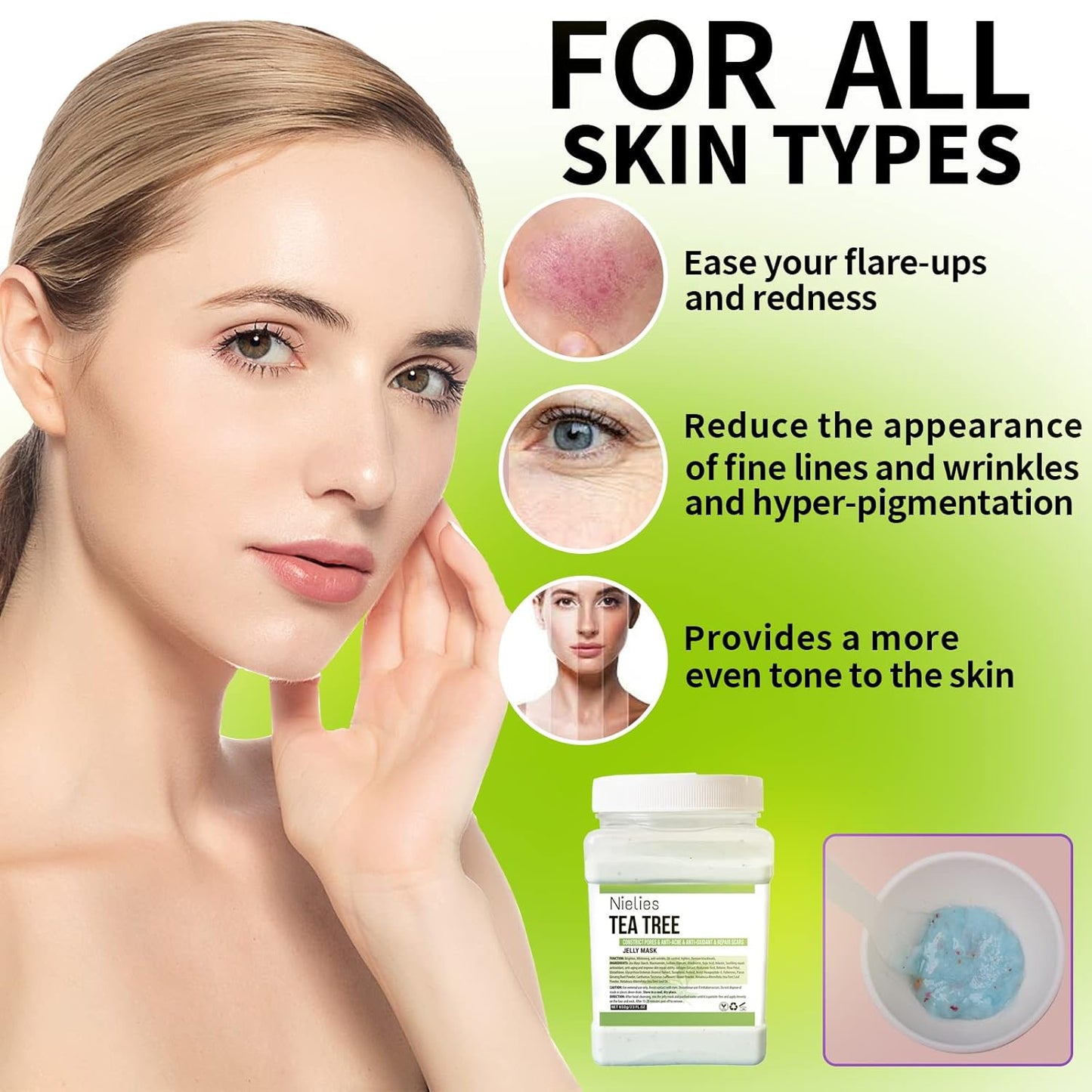 24K Tea Tree Jelly Face Mask - Hydrating, Anti-Aging & Nourishing | Professional Hydrojelly Mask Powder