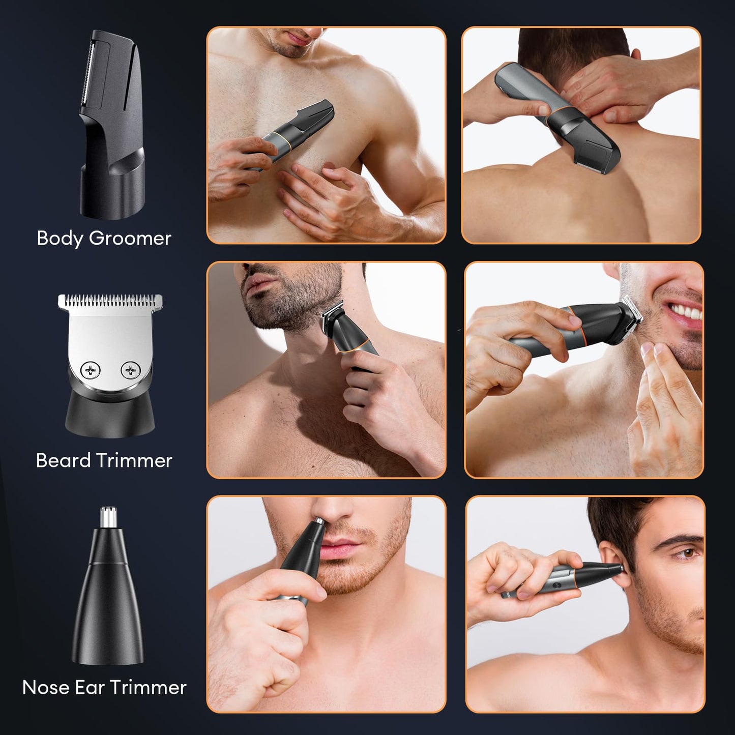 kensen Body Hair Trimmer for Men - Manscape 3-in-1 Beard Trimmer for Men, Christmas Gift Men's Groin & Pubic Hair Trimmer IPX6 Waterproof Electric Razor for Mens Hair Clippers for Mens Shaver (Gray)