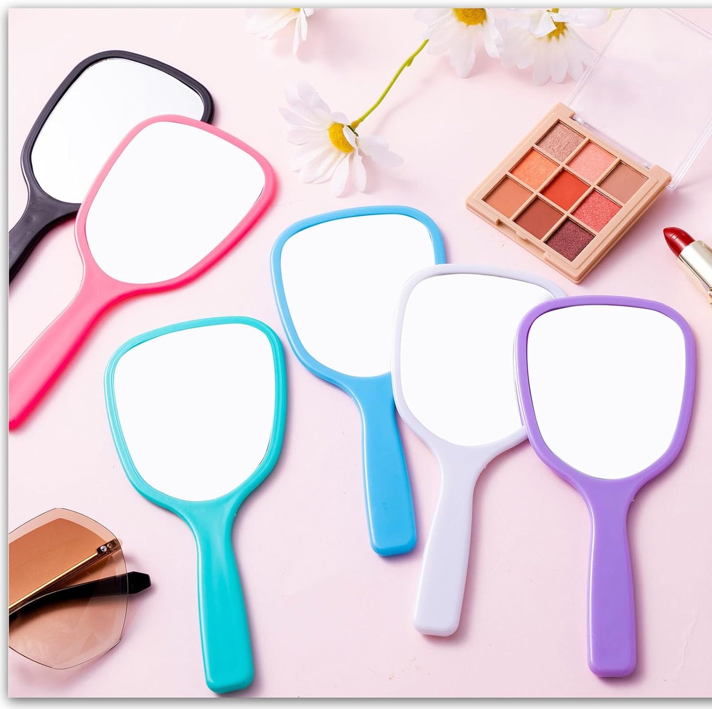 Handheld Mirror Set - 50 Pcs Small Portable Makeup Mirrors | 3.15" Wide, 7.09" Long, 8 Colors
