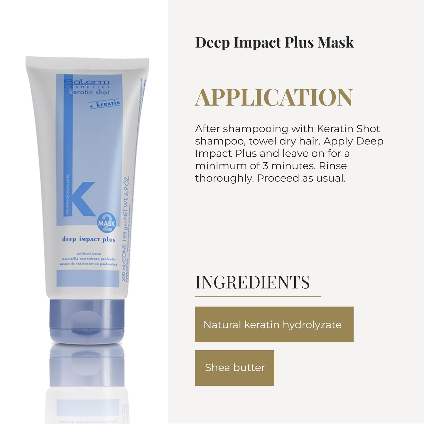 SALERM - Hydrating Hair Mask - Deep Impact Plus - 200 ml - Deep Hair Hydration - For Use After Keratin Shot + Keramix Treatment - Smooth and Straight Hair