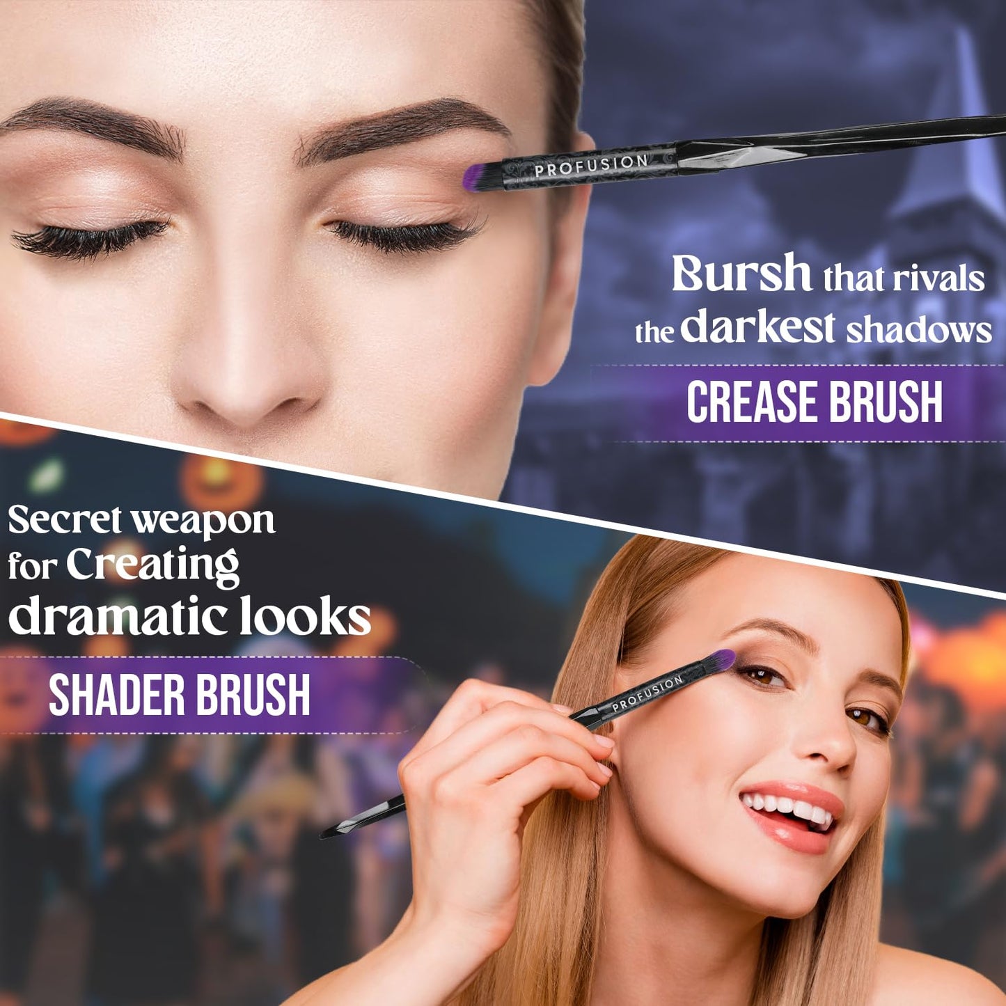 Profusion Cosmetics Mystic Blend Makeup Brush Set – 5 Pc Face & Eye Sculpting Brushes for Cosplay & Everyday Glam, Vegan & Cruelty-Free, Travel-Friendly Design