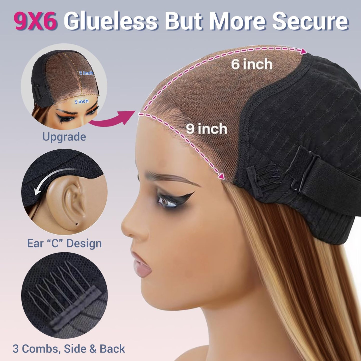 14Inch Blonde Highlight Bob Glueless Wig Human Hair 9x6 Wear And Go Glueless Wigs Pre Plucked Straight Short Bob Ombre Wig 220% Density 4/27 Honey Blonde Lace Front Straight Wigs Human Hair For Women