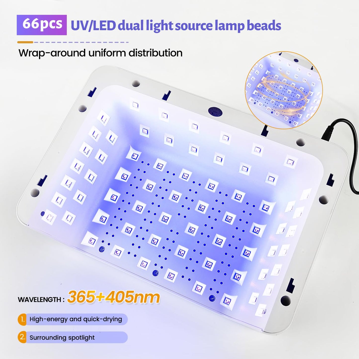 JODSONE Professional Nail Lamp with Hand Pillow for Salon 4 Timers Removable Base Smart Touch Screen Large Space U V Lamp for Gel Polish