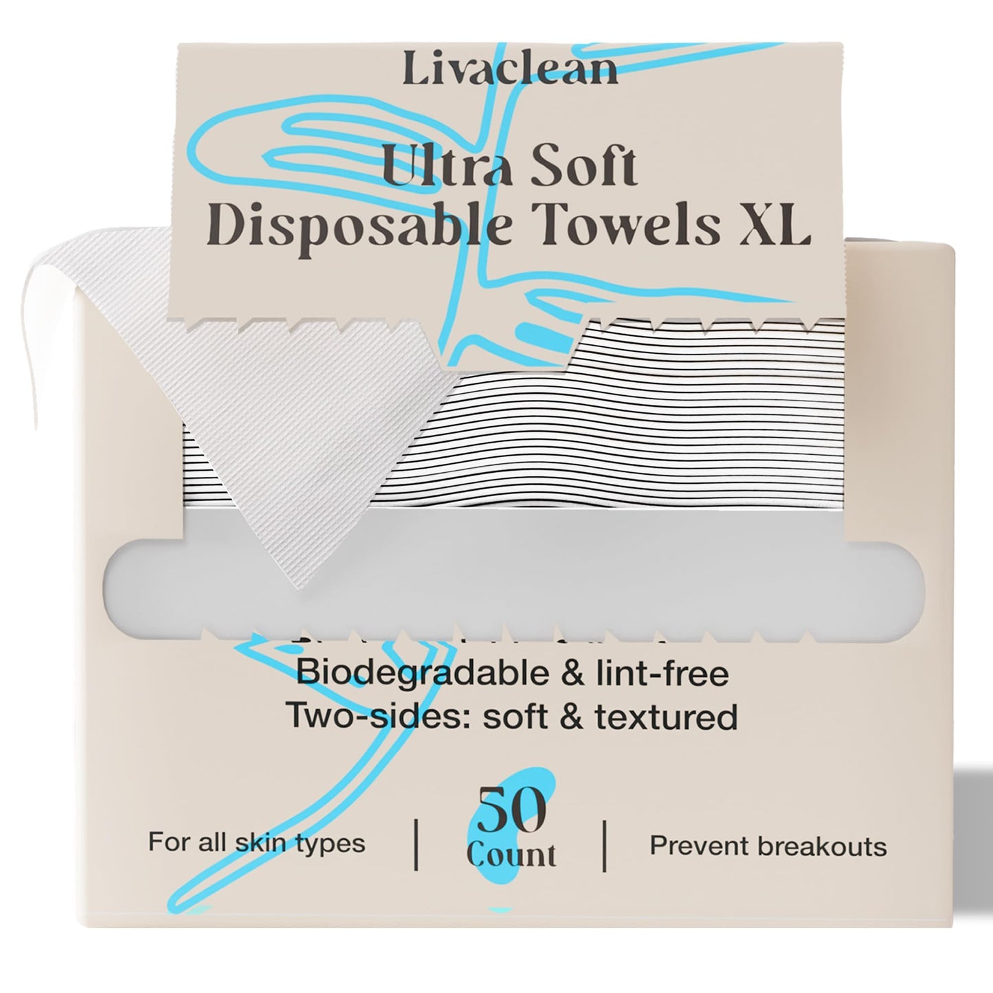 50 CT Face Cloths for Washing Face – Biodegradable Viscose Disposable Face Towel – Ultra Absorbent Clean Towels Wipes for Skincare & Makeup Removal – Lint-Free Facial Towelettes for Sensitive Skin