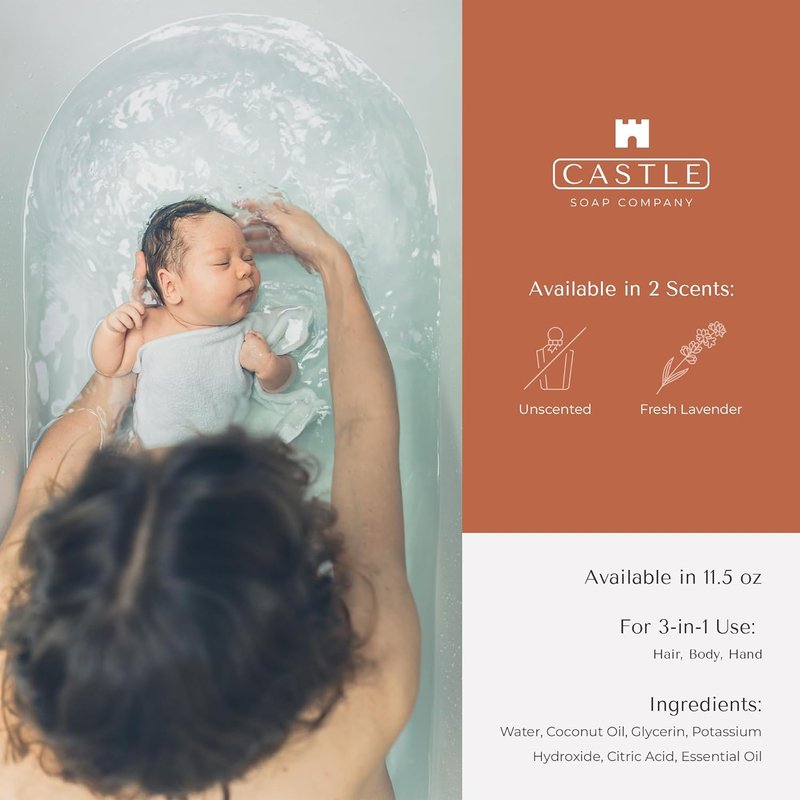 Foaming Baby Castile Soap - Nourishing Coconut Oil Formula for Newborns | Hydrating Foam | 11.5 oz | Fresh Lavender