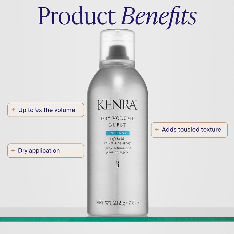 Kenra Professional Dry Volume Burst 3 | Instant Volume Hairspray | Soft Hold Volumizing Spray | Dry Application | All Hair Types | 7.5 oz