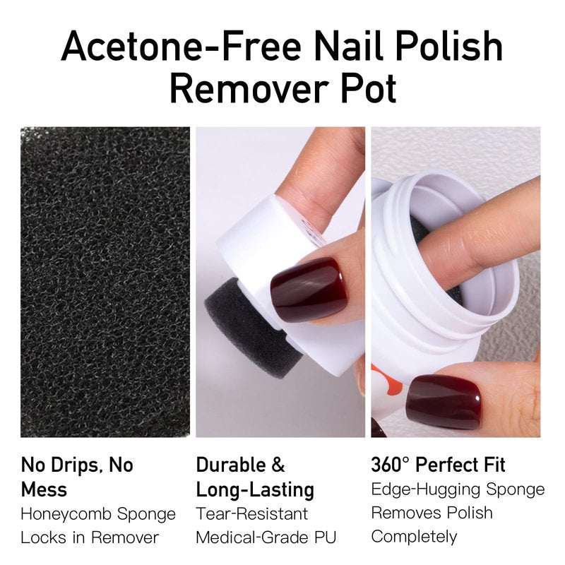 Curvlife Acetone-Free Nail Polish Remover Pot, Quick Removal & Gentle on Skin, Jojoba Oil & Sponge Applicator for Home Salon, 50ml/1.7 fl oz Nail Care