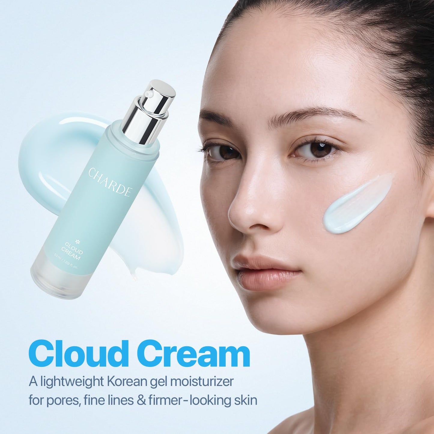 CHARDE Cloud Cream | Korean Gel Moisturizer for Face & Neck | Bioactive Cell Complex + 5-Way Cica + Niacinamide + Adenosine | Pore-Refining, Skin-Firming, Lightweight Daily Cream | 1.69 fl oz