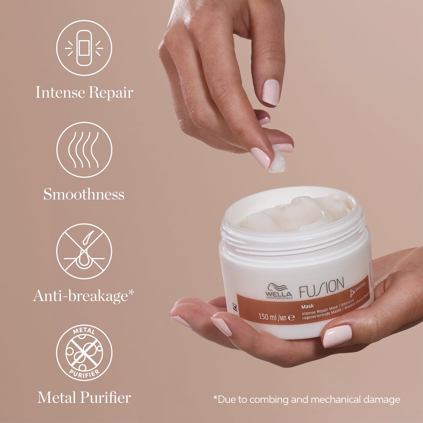 Wella Professionals Fusion Intense Repair Hair Mask for Damaged Hair, Treatment for Hair Repair & Hair Breakage, 5.07 oz