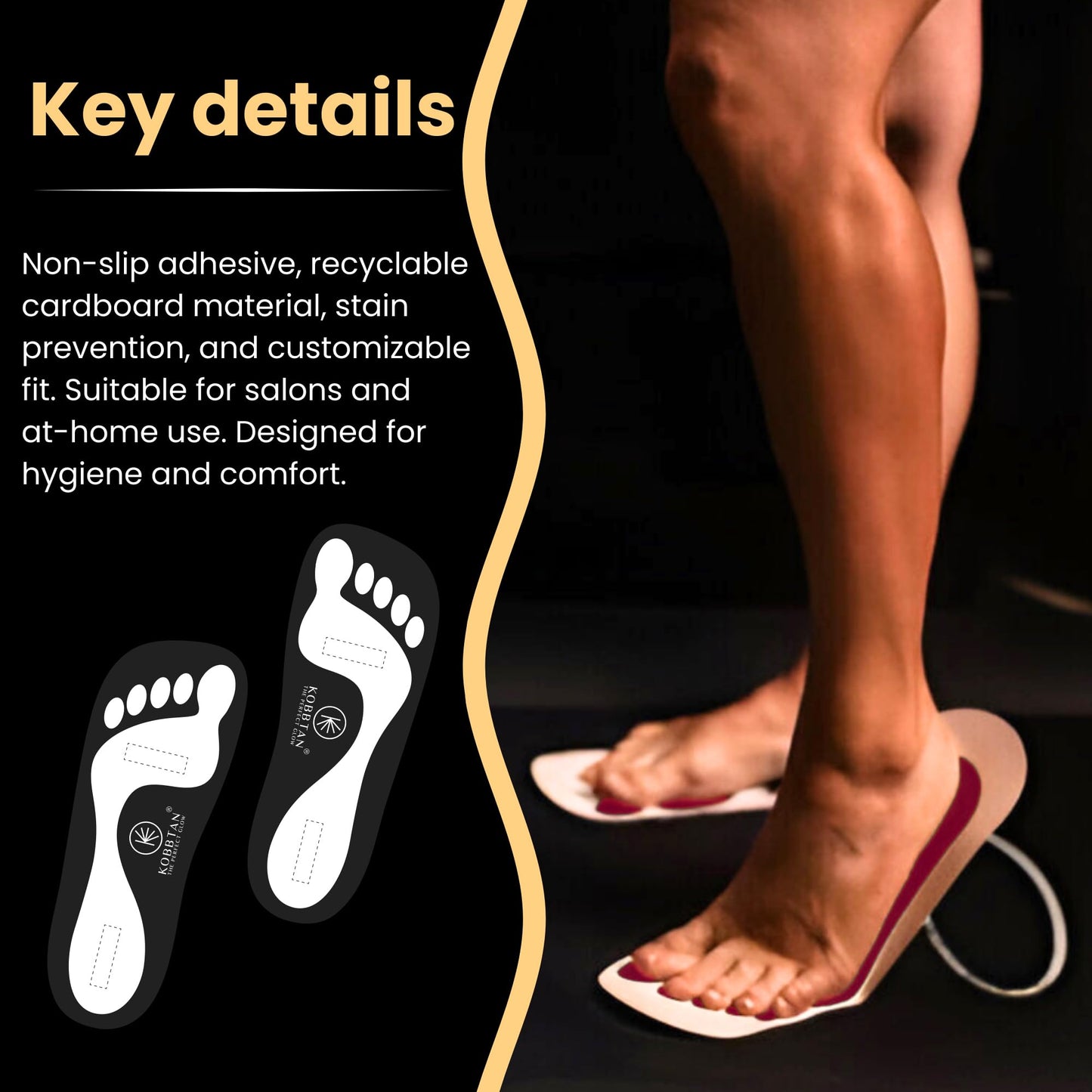 KobbTan Spray Tan Feet Pads 120Pairs Disposable & Economic for Spray tanning,Use in Tanning booth,Sunless Tanning at Home or Beauty Salon-Non Slip-Comfortable-Hygienic-Ultra Bronzing (Black)