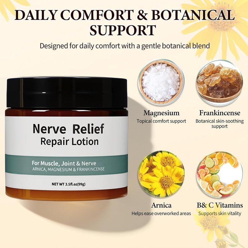 Nerve Cream for Neuropathy Relief | Daily Nourishing Lotion for Knee, Lumbar, Neck, Hand & Foot - 3.35 oz