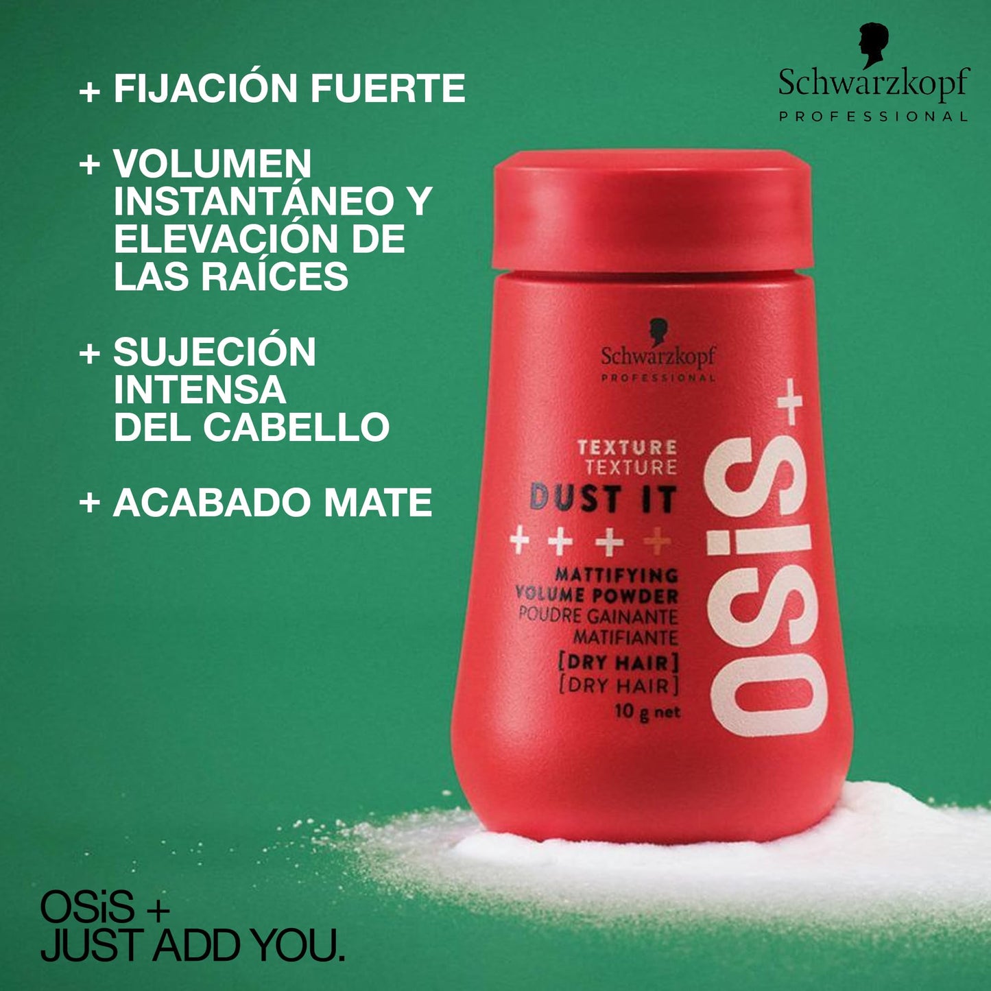 OSiS+ Dust It - Mattifying and Texturizing Volume Powder – Long-Lasting Hold, Strong Control and Separation for Different Hair Styles
