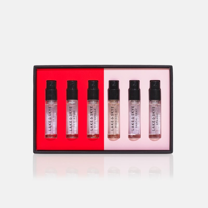 Lake & Skye 11 11 Eau de Parfum Discovery Set, 6 Spray Perfume Trial Set, Travel-sized Pack, Unisex, 6 Scents, Fragrance Sampler Gift Set, Long Lasting Fragrance, Sample
