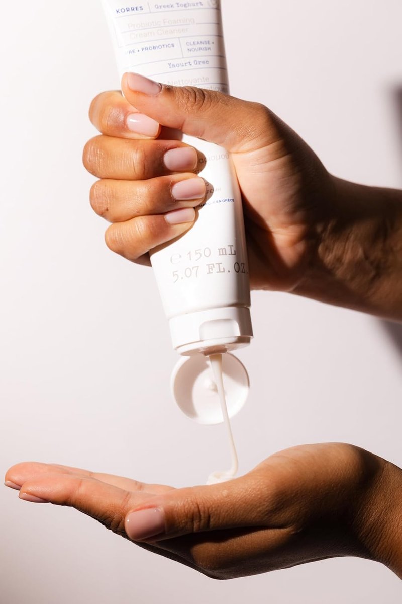 KORRES Greek Yoghurt Foaming Cream Cleanser - Hydrating Face Wash for All Skin Types | 5.07 fl oz