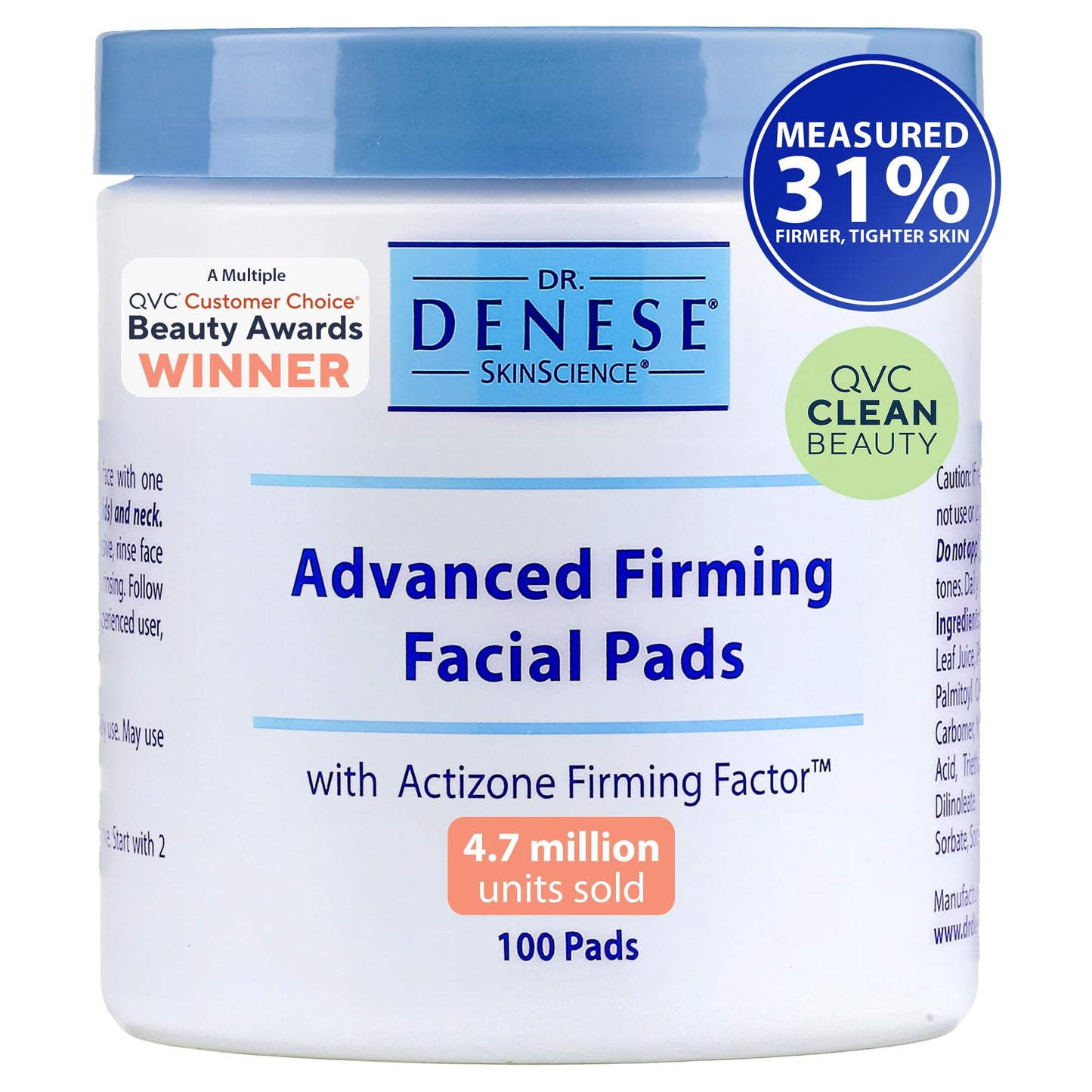 Dr. Denese SkinScience Exfoliating Pads 100 Count – Glycolic Acid Pads with Vitamin C, Peptides, Sativa Oat, and Aloe for Smooth Radiant Skin – Dermatologist Tested Facial Peels