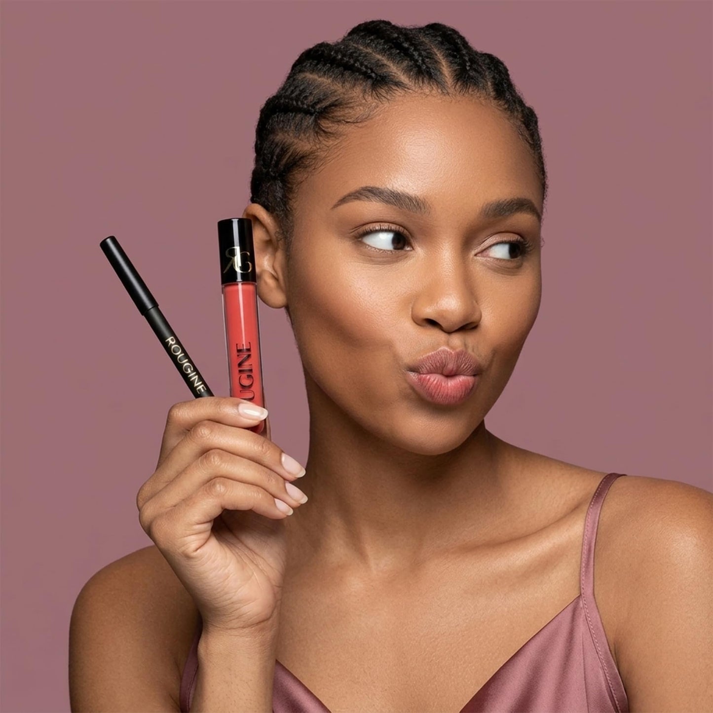 Rougine Matte Lipstick & Lip Liner Set for Women – Boujee Shade – Long-Lasting Waterproof 2-in-1 Lip Kit – Smudge-Proof Liquid Lipstick with Precision Liner, Enriched with Vitamin E & Shea Butter