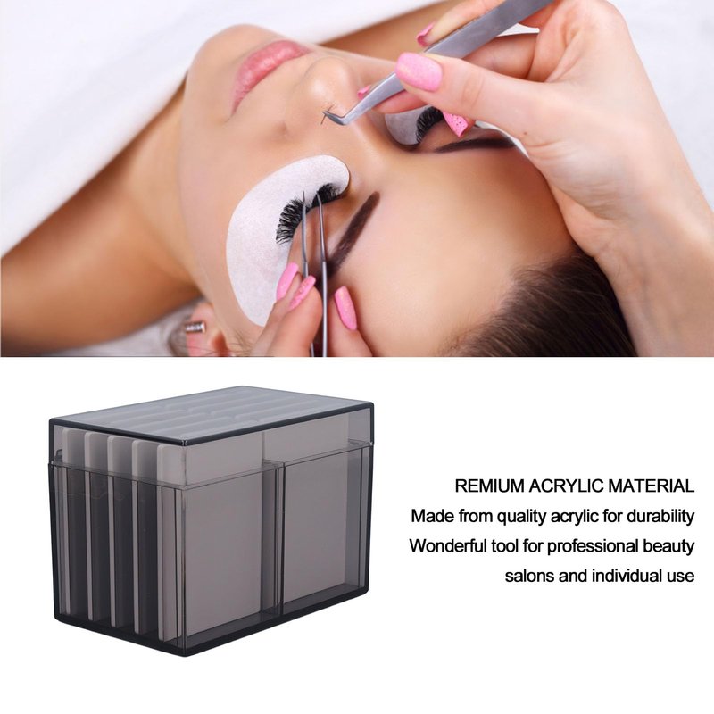 Eyelash Box Eyelash Extension Storage Case Organizers, 10 Layers Acrylic Eyelash Storage Box with Magnetic Bottom, False Eyelashes Glue Pallet Holder Display, Lash Extension Grafting Tool (Tea