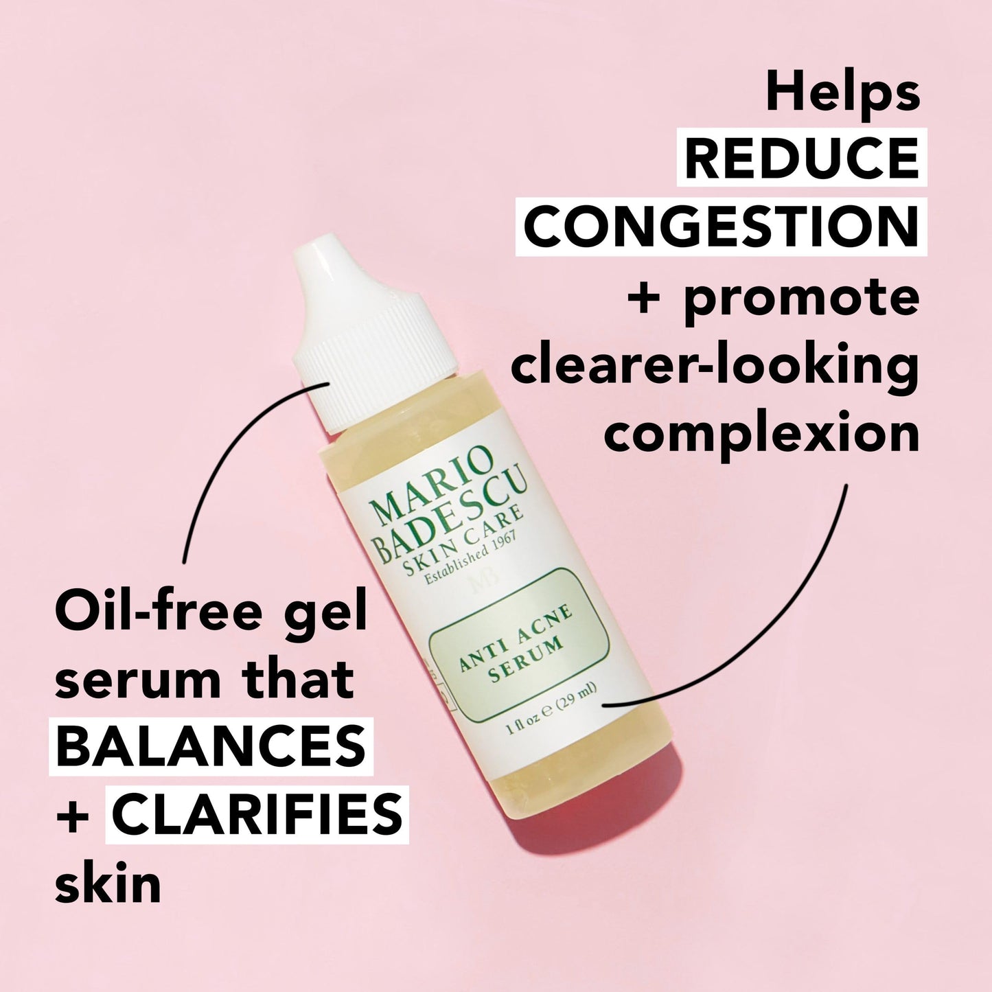 Mario Badescu Anti Acne Serum for Combination & Oily Skin | Clarifying Gel-Serum that Tackles Clogged Pores | Formulated with Salicylic Acid and Glycerin | 1 FL OZ