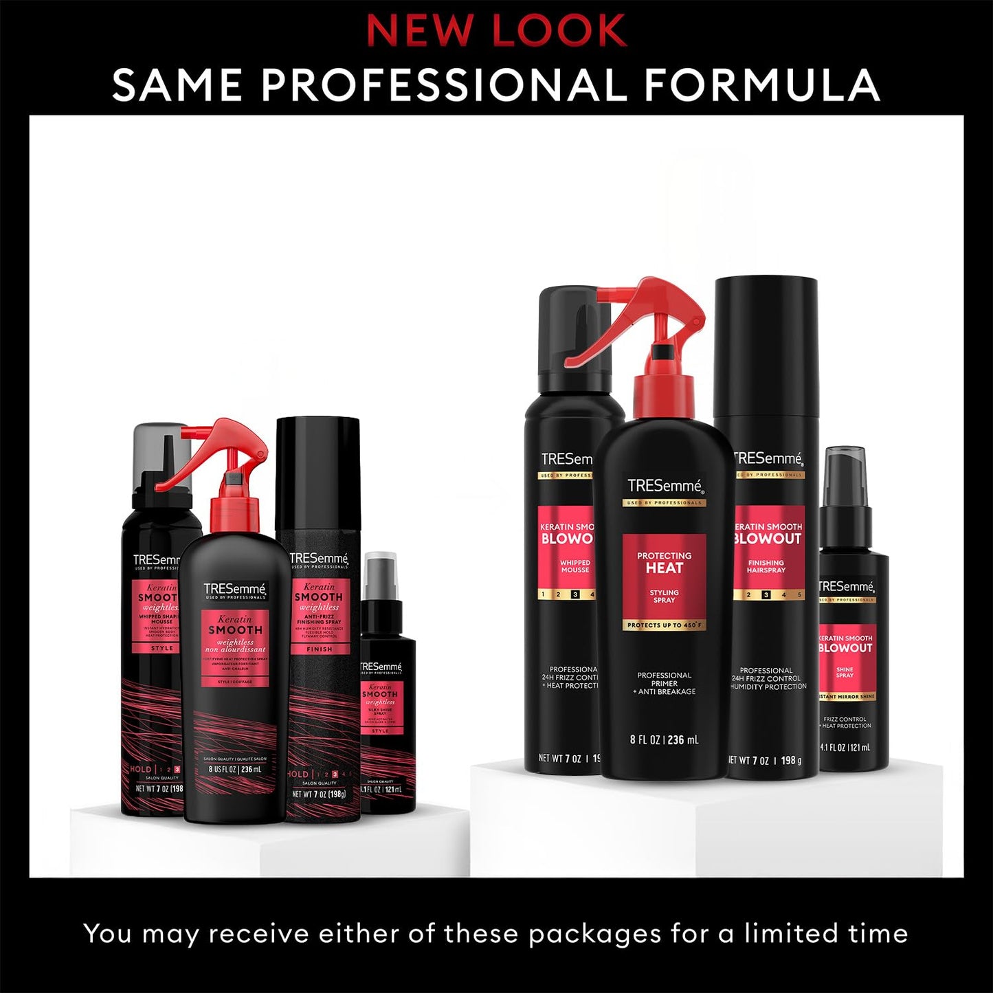 TRESemmé Keratin Smooth Blowout Hair Styling Bundle – Mousse + Finishing, Protecting Heat & Shine Sprays, Frizz Control