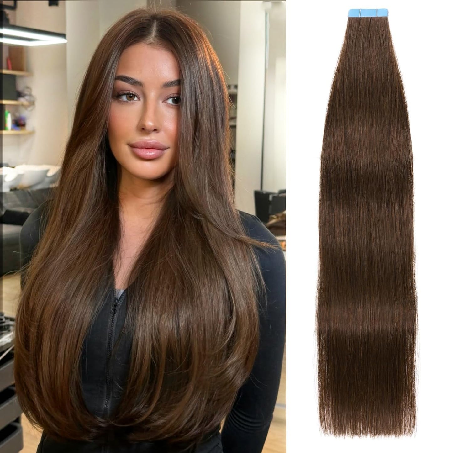 LADY MIRANDA Tape In Human Hair Extensions Straight Invisible 20PCS 50g