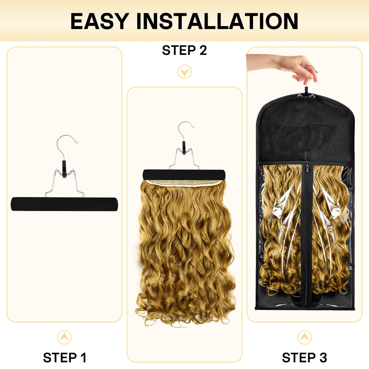 VARIPOWDER 10pcs Wig Storage Bags with Hanger Hair Extensions Storage for Multiple Wigs, Dust-Proof Wigs Bag with Strong Holder Home Travel Closet Wigs & Accessories