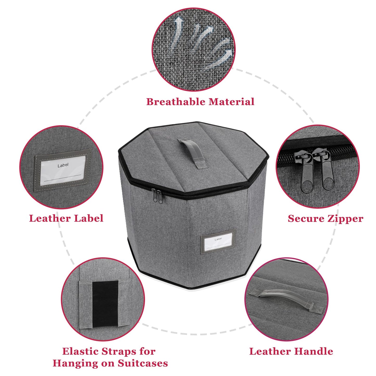 Lukeline Wig Storage Box,Wig Travel Case,Foldable Wig Travel Case for Men and Women,Yarn Organizer, Cosmetic Cabinet Storage Bag