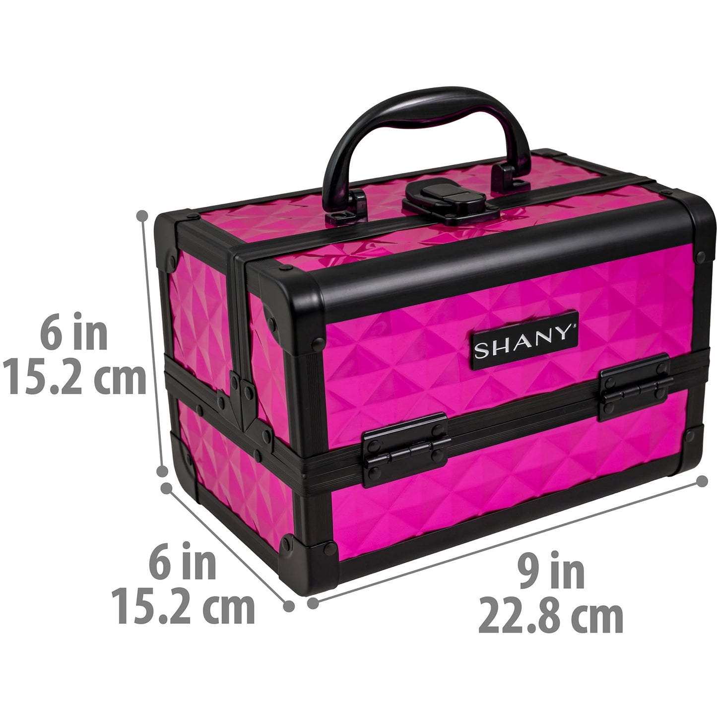 SHANY Chic Makeup Train Case Cosmetic Box Portable Makeup Case Cosmetics Beauty Organizer Jewelry storage with Locks, Multi trays Makeup Storage Box with Makeup Mirror - Polite PINK