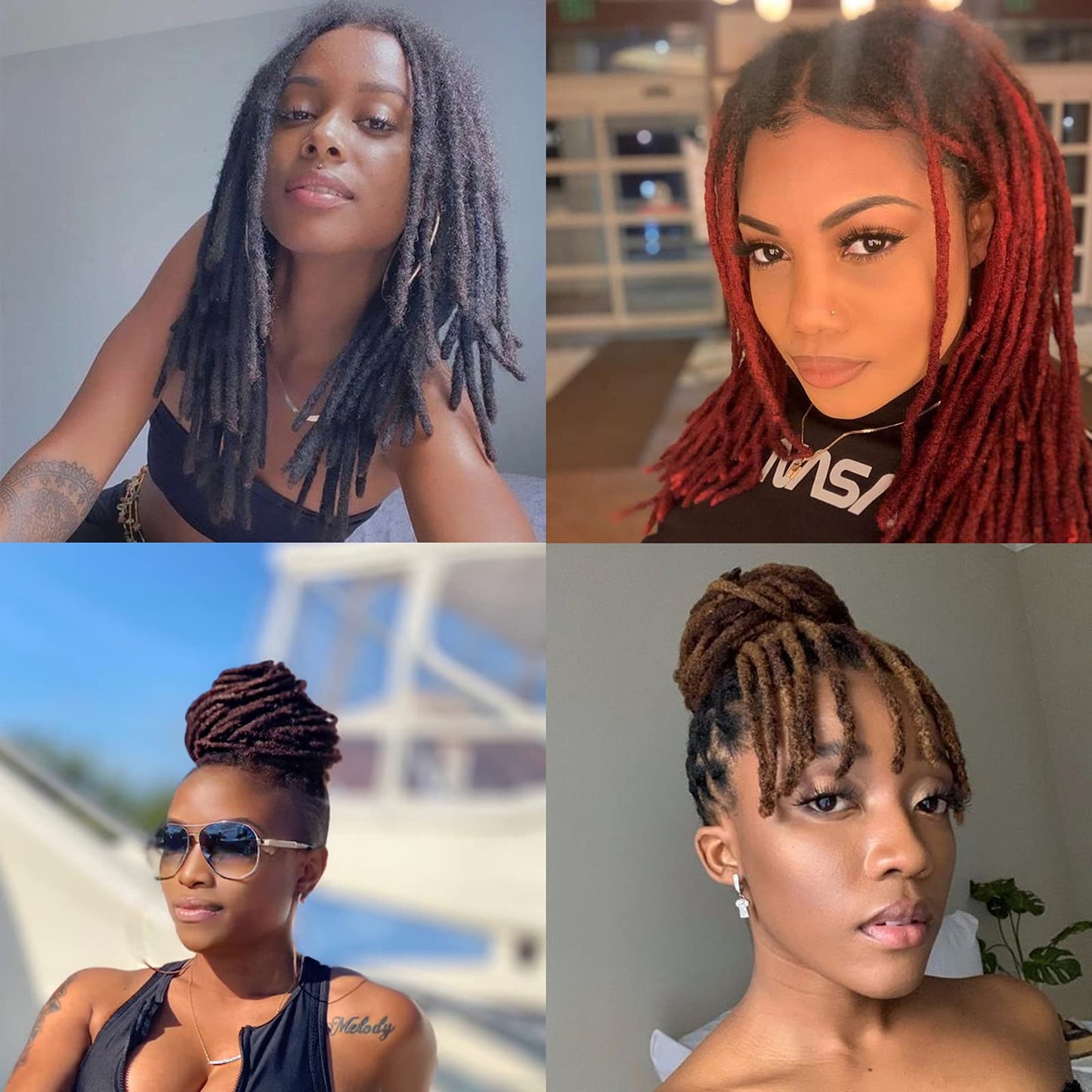 ADIASAI 6 Inch 30 Strands 0.4cm Width 100% Human Hair Loc Extensions Full Handmade Dreadlock Extensions for Men Women Kids Can Be Dyed and Bleached with Needle and Comb 100% Unprocessed Natural Black