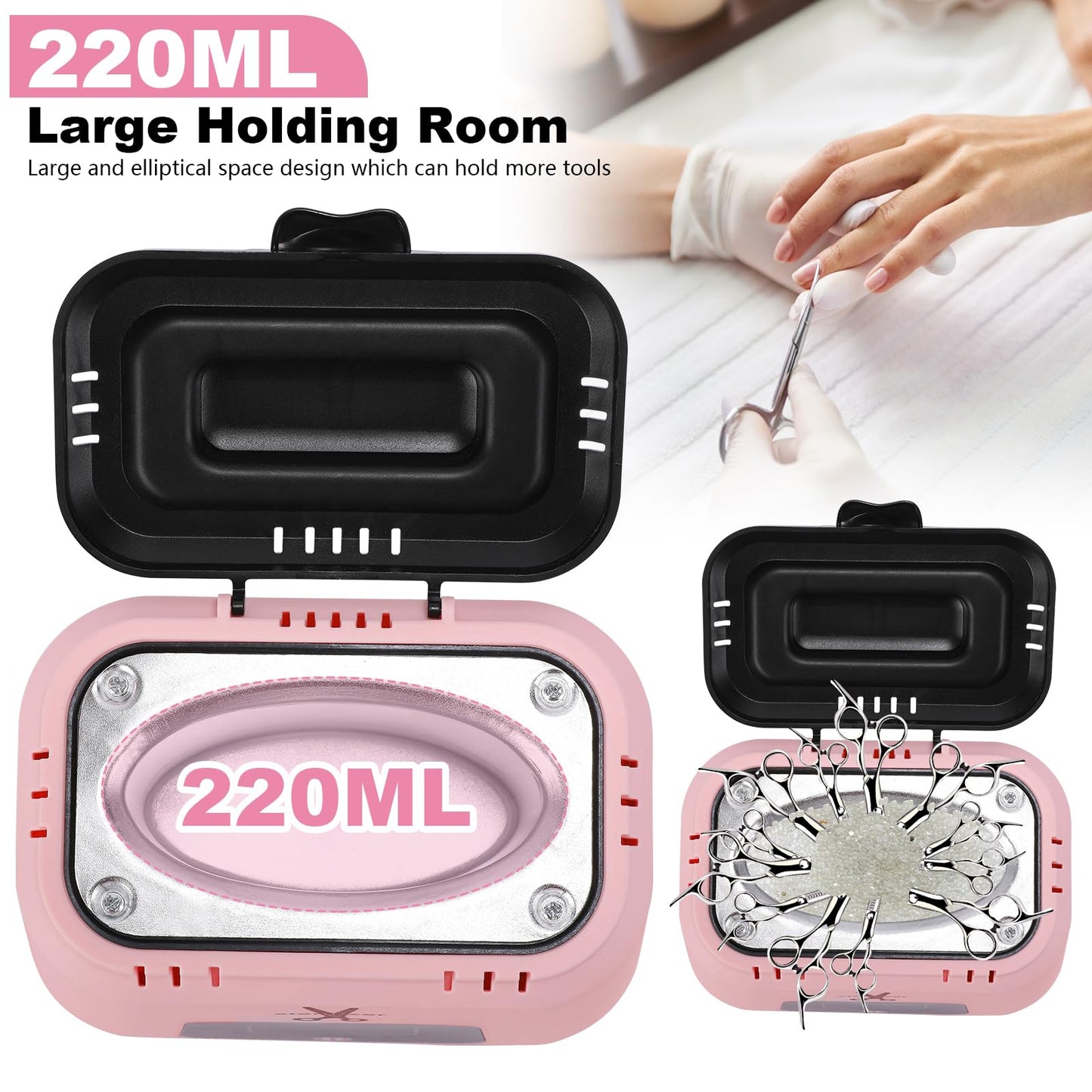 Soiiw Nail Tool Sterilizer High Temperature 329℉ for Nail Tools Portable with Glass Beads for Metal Tools Salon & Esthetician Supplies