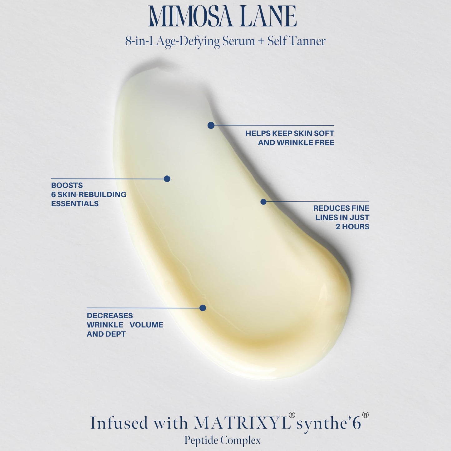 Mimosa Lane 8-in-1 Age Defying Serum Hydrating Gradual Self-Tanning for Face, with Anti-Aging Hyaluronic Acid and Vitamin B, C, E, Sunless Tanner, Fragrance-Free, Vegan,1 oz (Light)