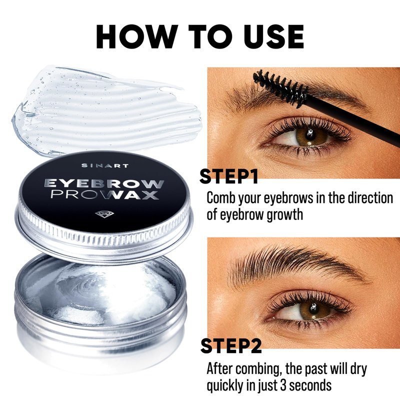 SINART Brow Styling Gel with Pro Wax, Clear Waterproof Shaping Soap, Lamination Effect for Fluffy Brows