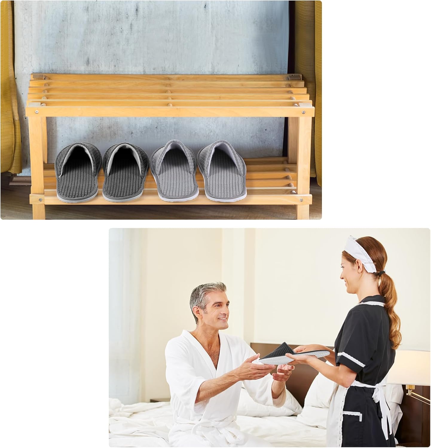 Geyoga 12 Pair Disposable Non-Slip House Slippers - Washable Closed Toe for Travel & Weddings