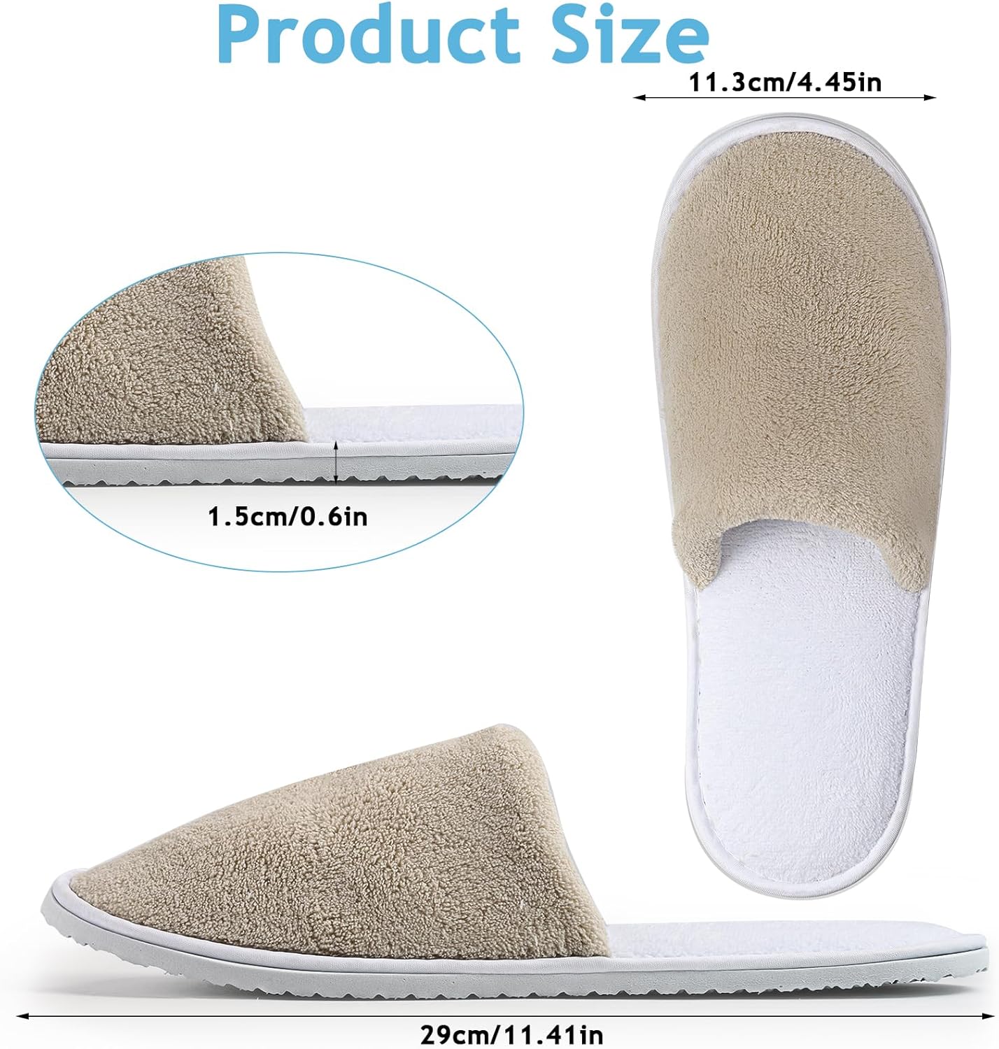 Disposable Spa Slippers - Grey Closed Toe Non-Slip Coral Fleece | 12 Pairs for Hotels & Home Use