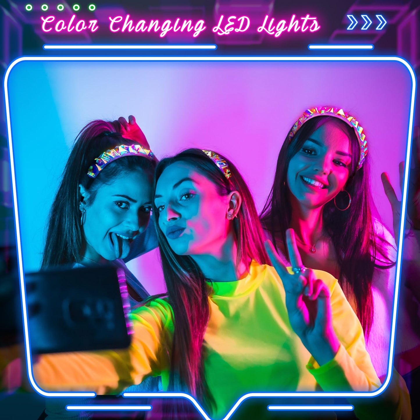 Tigeen 8 Pcs Light up Headband LED Glow Headbands Glow in The Dark Headband LED Hair Accessories for Wedding Party Favor