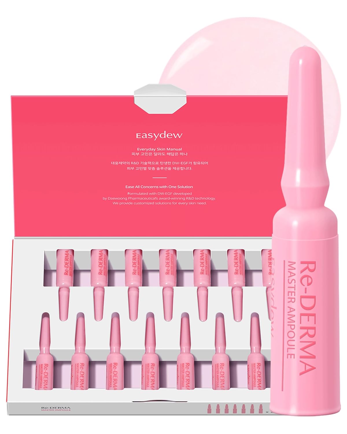 EASYDEW DW-EGF Peptide Re-DERMA Master Ampoule | Korean Anti-Aging Serum for Firming & Smoothing Fine Lines - 0.42 fl. oz.
