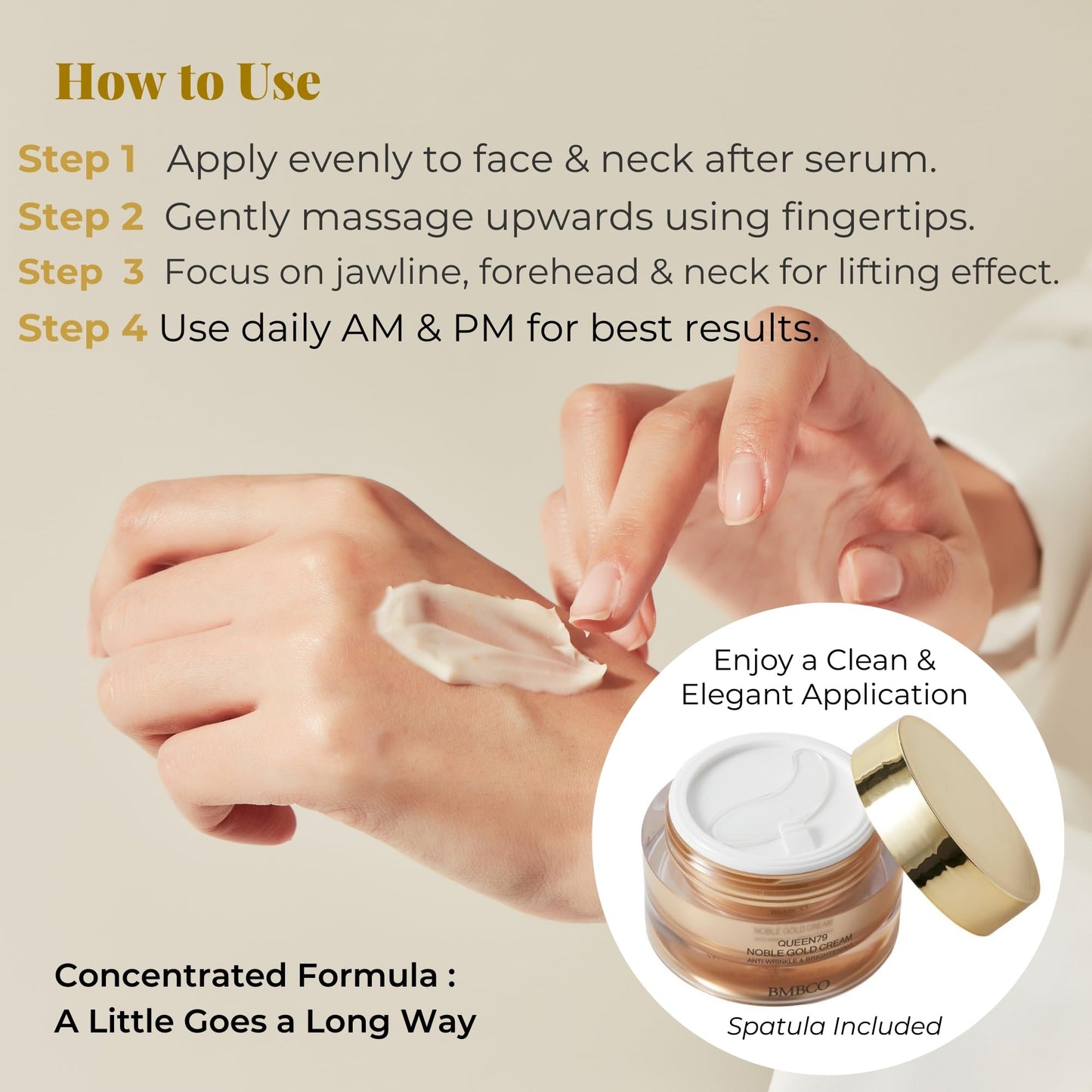 BMBCO Collagen Ceramide Cream with 24K Gold | Anti Aging Firming Moisturizer for Face & Neck | Hyaluronic Acid & Peptides | Day & Night Cream | Korean Skincare 1.69 fl oz
