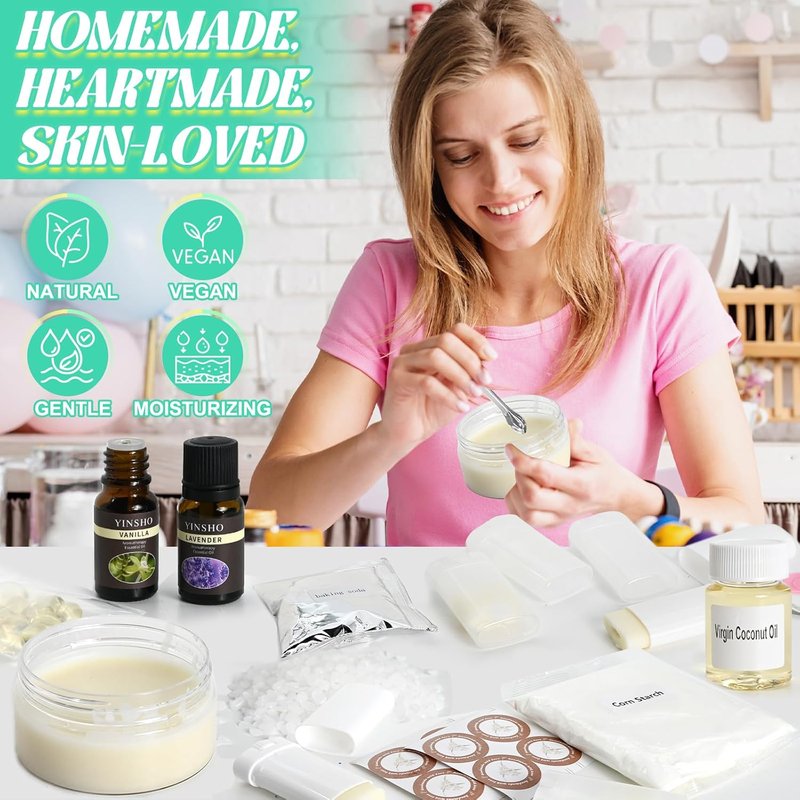 DIY Deodorant Making Kit - Aluminum-Free Antiperspirant with Shea Butter & Coconut Oil | Natural Vanilla & Lavender Scents