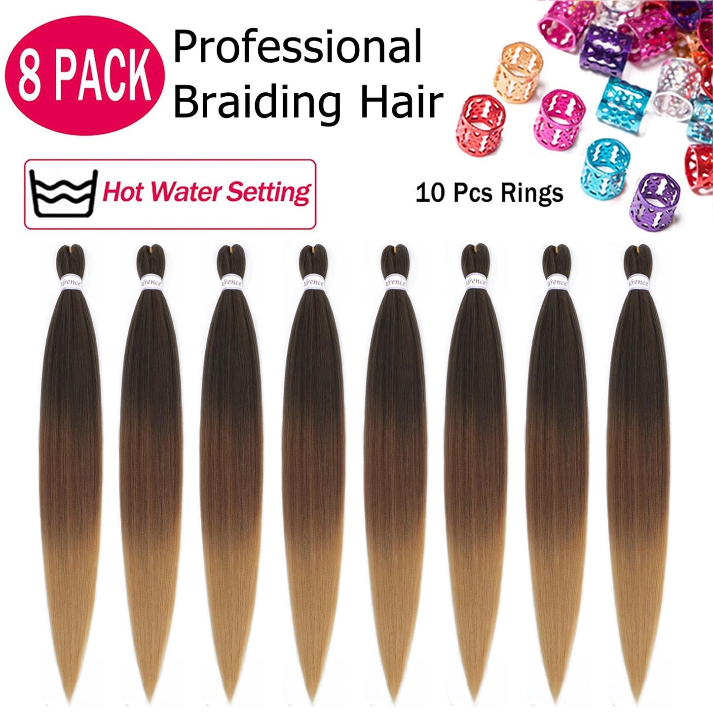 Alrence Pre Stretched Braiding Hair Long Braid 42 Inch 8 Packs Professional Braiding Hair Extensions Synthetic Crochet Twist Braids (42 Inch, 1B/30/27)
