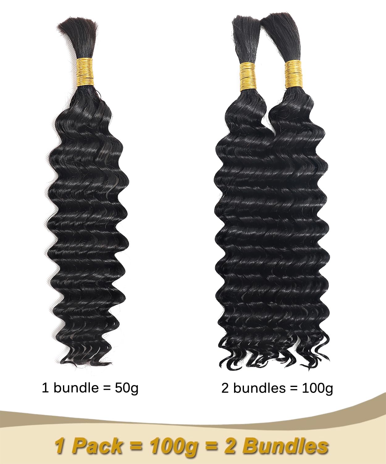 Curly Human Hair Bundles for Braiding - 12A Deep Wave, 16 Inch, No Weft | 100% Unprocessed Brazilian Virgin Hair