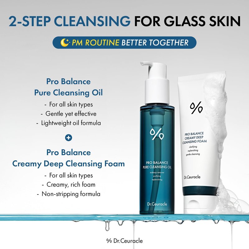 Dr.Ceuracle Pro Balance Double Cleansing Duo Set - pH Balanced Gentle Face Wash Cleanser for All Skin Types, Korean Skincare Gift Set (Cleansing Oil & Cleansing Foam)