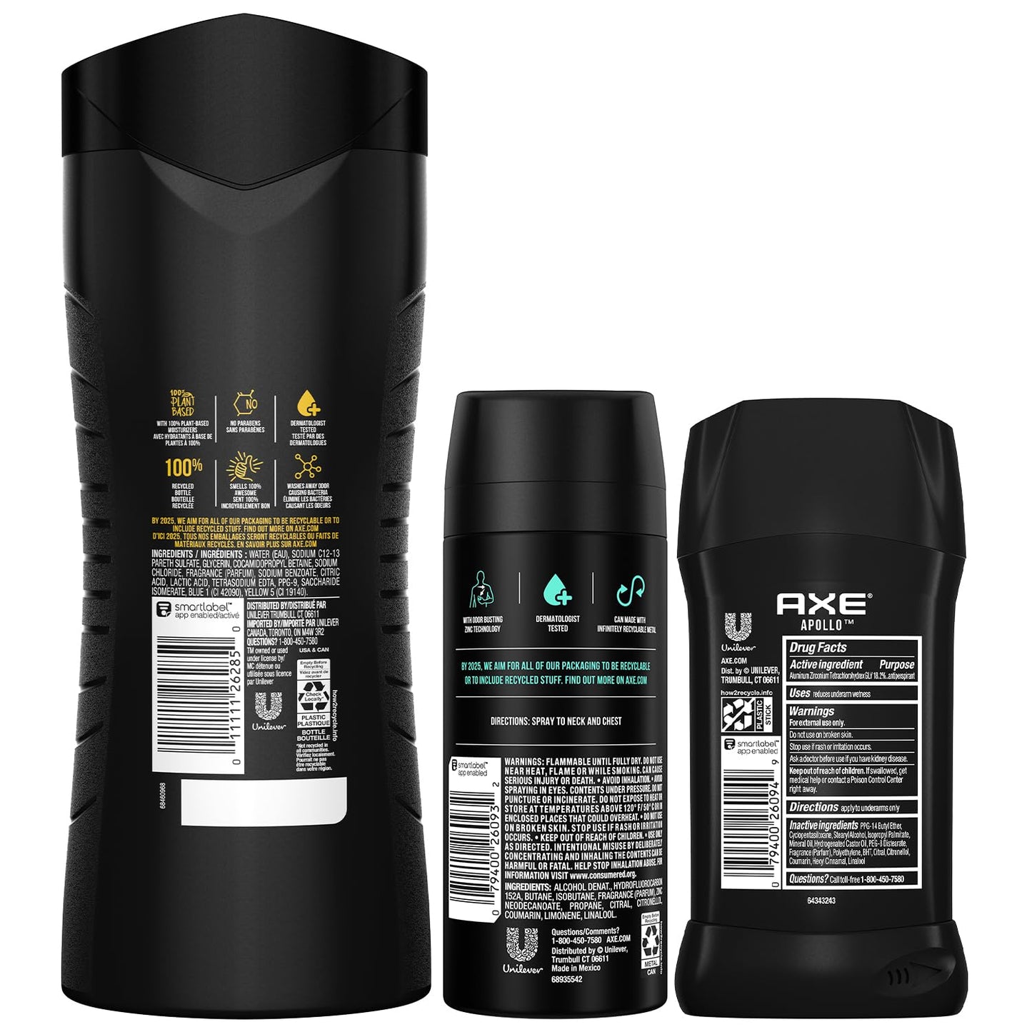 AXE Apollo Body Care Gift Set – Men’s Body Wash, Body Spray & Deodorant Set, Sage and Cedarwood (3 Piece Set)
