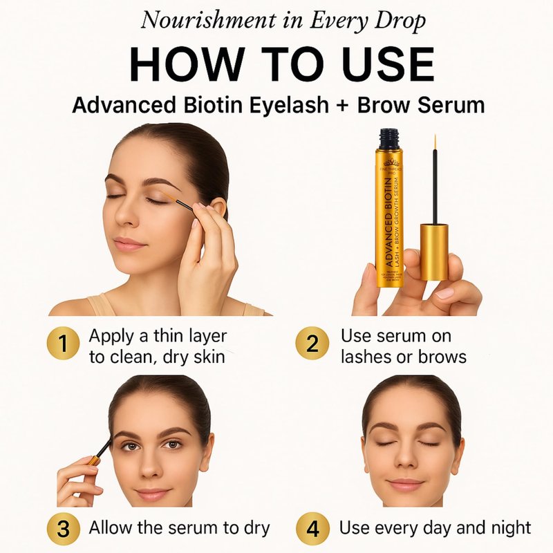 Advanced BIOTIN Eyelash Growth Serum for Longer, Fuller, Thicker Lashes & Eyebrows, Lash Serum for Eyelash Growth- Fast Results 2-4 weeks