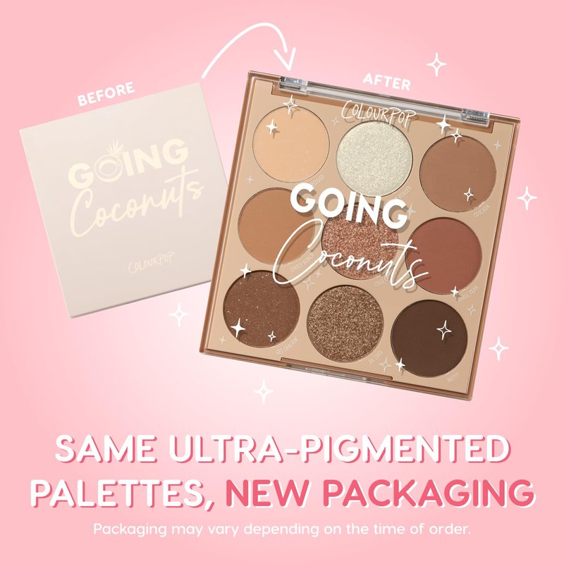 ColourPop Going Coconuts Eyeshadow Palette - Cool-Toned Neutral Shades with Ultra-Velvety Finishes | Long-Lasting High-Pigment Makeup (0.3 oz)