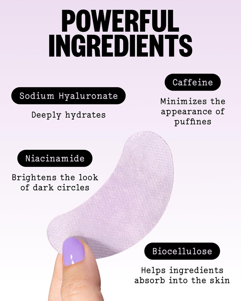 PEACE OUT Puffy Eyes Under Eye Patches, Biocellulose Mask with Caffeine, Niacinamide, and Hyaluronic Acid Tackles Puffiness, Dark Circles, Dryness (6 pairs)