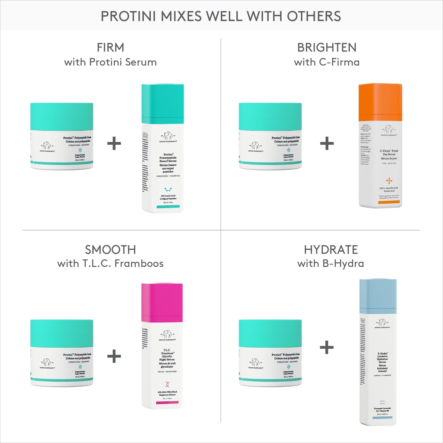 Drunk Elephant Protini Polypeptide Cream - 50 ml/1.69 fl oz - Firming Moisturizer - Clean Clinical Skincare - Cruelty-Free - Dermatologist-Tested - Includes B-Goldi Deluxe Sample (3 ml/ .10 fl oz)